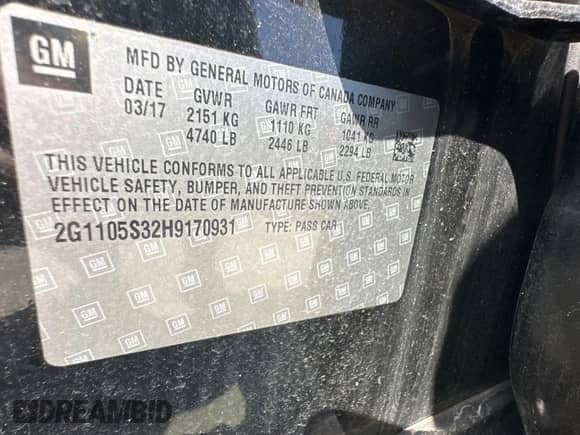 2017 Chevrolet Impala LT с VIN 2G1105S32H9170931, выставлен на аукционе Copart как лот 47422044 с пробегом 98 202 миль миль и . История ставок и продаж доступна на DreamBid. Изображение 10.