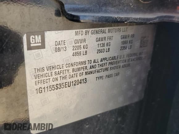 ✅ 2014 Chevrolet Impala LTZ • VIN: 1G1155S35EU120413 • Лот: 68823394. Опубликован ранее на Copart с пробегом 97 929 миль. Бесплатный доступ к архиву аукционных продаж из США и подробный отчёт об истории автомобиля на DreamBid. Изображение 13.