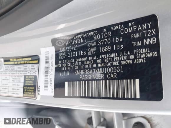 2021 Hyundai Venue SE z VIN KMHRB8A3XMU100531, wystawiony jako IAAI lot #41777510 z przebiegiem 34 557 mil mil oraz . Historia ofert i sprzedaży dostępna na DreamBid. Obrazek 9.