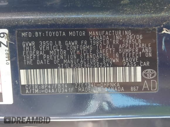 ✅ 2006 Toyota Matrix STD • VIN: 2T1LR30E96C562347 • Лот: 43182492. Опубликован ранее на IAAI с пробегом 200 853 миль. Бесплатный доступ к архиву аукционных продаж из США и подробный отчёт об истории автомобиля на DreamBid. Изображение 9.