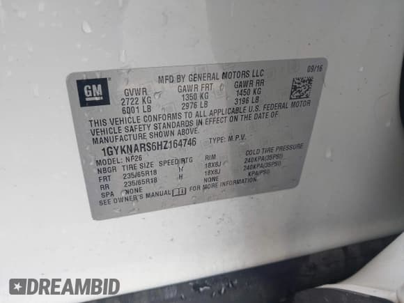 ✅ 2017 Cadillac XT5 FWD • VIN: 1GYKNARS6HZ164746 • Lot: 43755450. Listed on IAAI with 44,725 mi. Free auction sales archive from the USA and detailed vehicle history report at DreamBid. Image 9.