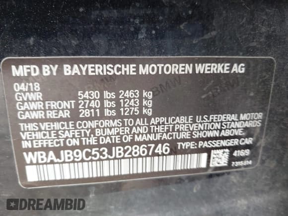 ✅ 2018 BMW 5 Series M550i xDrive • VIN: WBAJB9C53JB286746 • Lot: 42303002. Listed on IAAI with 81,039 mi. Free auction sales archive from the USA and detailed vehicle history report at DreamBid. Image 9.