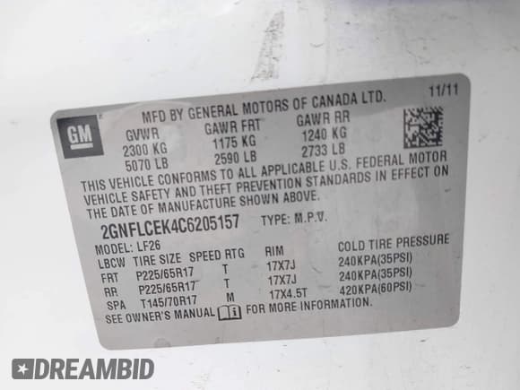 ✅ 2012 Chevrolet Equinox LS • VIN: 2GNFLCEK4C6205157 • Лот: 43462296. Опубликован ранее на IAAI с пробегом 201 315 миль. Бесплатный доступ к архиву аукционных продаж из США и подробный отчёт об истории автомобиля на DreamBid. Изображение 9.