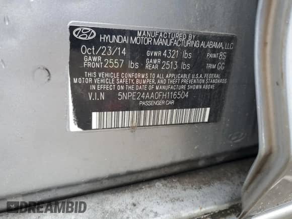 2015 Hyundai Sonata Eco z VIN 5NPE24AA0FH116504, wystawiony jako Copart lot #83822365 z przebiegiem 104 961 mil mil oraz Szkoda całkowita • Salvage title. Historia ofert i sprzedaży dostępna na DreamBid. Obrazek 12.