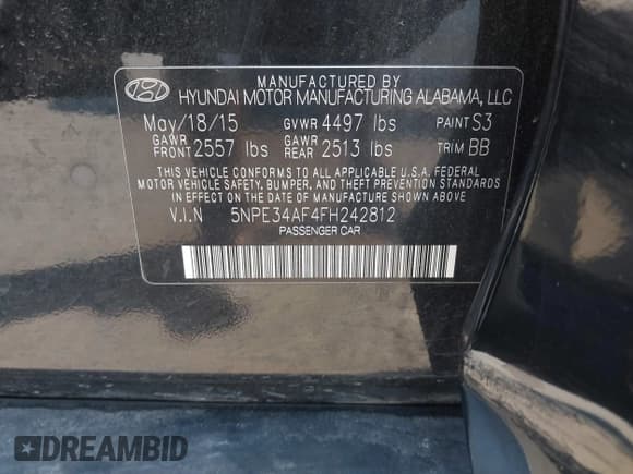 ✅ 2015 Hyundai Sonata Sport • VIN: 5NPE34AF4FH242812 • Лот: 43164436. Опубликован ранее на IAAI с пробегом 171 257 миль. Бесплатный доступ к архиву аукционных продаж из США и подробный отчёт об истории автомобиля на DreamBid. Изображение 9.