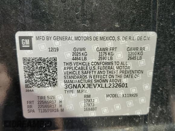 ✅ 2020 Chevrolet Equinox LT • VIN: 3GNAXJEVXLL232601 • Лот: 63136235. Опубликован ранее на Copart с пробегом 68 129 миль. Бесплатный доступ к архиву аукционных продаж из США и подробный отчёт об истории автомобиля на DreamBid. Изображение 13.