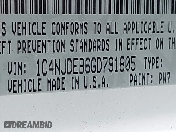 ✅ 2016 Jeep Compass Latitude • VIN: 1C4NJDEB6GD791805 • Lot: 42214554. Listed on IAAI with 95,064 mi. Free auction sales archive from the USA and detailed vehicle history report at DreamBid. Image 9.