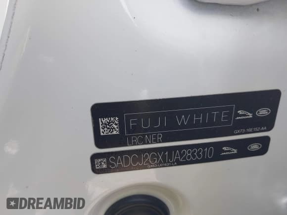 ✅ 2018 Jaguar F-Pace 30t Premium • VIN: SADCJ2GX1JA283310 • Lot: 43369823. Listed on IAAI with 173,992 mi. Free auction sales archive from the USA and detailed vehicle history report at DreamBid. Image 9.