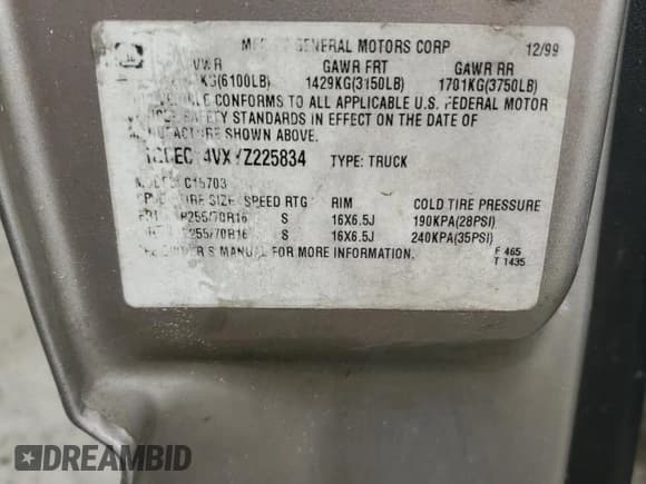 ✅ 2000 Chevrolet Silverado 1500 • VIN: 1GCEC14VXYZ225834 • Лот: 80225944. Опубликован ранее на Copart с пробегом 133 381 миль. Бесплатный доступ к архиву аукционных продаж из США и подробный отчёт об истории автомобиля на DreamBid. Изображение 13.