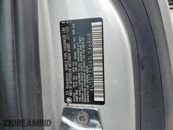 ✅ 2003 BMW Z4 2.5i • VIN: 4USBT33443LS46868 • Lot: 74018164. Wystawiony na Copart z przebiegiem Nie podano. Bezpłatny archiwum sprzedaży aukcyjnych z USA i szczegółowy raport historii pojazdu na DreamBid. Zdjęcie 13.