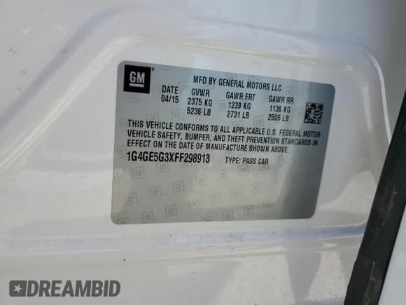 ✅ 2015 Buick LaCrosse Premium I • VIN: 1G4GE5G3XFF298913 • Лот: 49427215. Опубликован ранее на Copart с пробегом 147 223 миль. Бесплатный доступ к архиву аукционных продаж из США и подробный отчёт об истории автомобиля на DreamBid. Изображение 13.