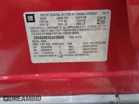 ✅ 2018 Chevrolet Equinox Premier • VIN: 2GNAXMEVXJ6166845 • Лот: 86436465. Опубликован ранее на Copart с пробегом 124 524 миль. Бесплатный доступ к архиву аукционных продаж из США и подробный отчёт об истории автомобиля на DreamBid. Изображение 13.