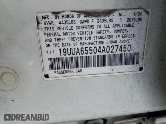 ✅ 2004 Acura TL • VIN: 19UUA65504A027450 • Lot: 84755025. Wystawiony na Copart z przebiegiem 255 291 mil. Bezpłatny archiwum sprzedaży aukcyjnych z USA i szczegółowy raport historii pojazdu na DreamBid. Zdjęcie 12.