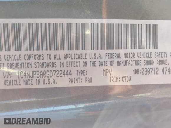 ✅ 2016 Jeep Patriot Sport • VIN: 1C4NJPBA0GD722444 • Lot: 43630632. Wystawiony na IAAI z przebiegiem 171 500 mil. Bezpłatny archiwum sprzedaży aukcyjnych z USA i szczegółowy raport historii pojazdu na DreamBid. Zdjęcie 9.