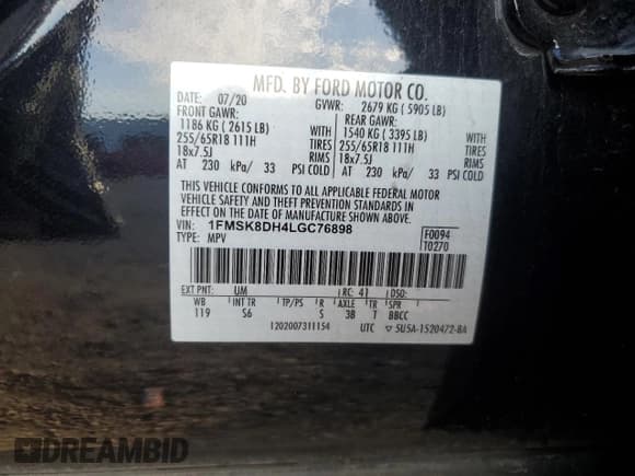 ✅ 2020 Ford Explorer XLT • VIN: 1FMSK8DH4LGC76898 • Лот: 91416985. Опубликован ранее на Copart с пробегом 41 763 миль. Бесплатный доступ к архиву аукционных продаж из США и подробный отчёт об истории автомобиля на DreamBid. Изображение 13.