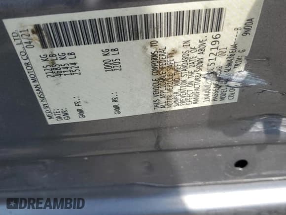 ✅ 2021 Nissan Maxima Platinum • VIN: 1N4AA6FV2MC512196 • Лот: 68644195. Опубликован ранее на Copart с пробегом Не указан. Бесплатный доступ к архиву аукционных продаж из США и подробный отчёт об истории автомобиля на DreamBid. Изображение 12.