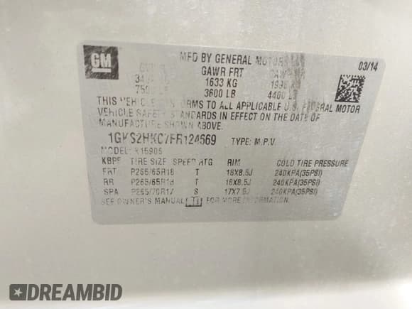 ✅ 2015 GMC Yukon XL SLT • VIN: 1GKS2HKC7FR124669 • Lot: 43467437. Listed on IAAI with 144,058 mi. Free auction sales archive from the USA and detailed vehicle history report at DreamBid. Image 9.