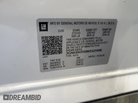 ✅ 2021 Chevrolet Blazer RS • VIN: 3GNKBKRS9MS525986 • Lot: 85845775. Wystawiony na Copart z przebiegiem 46 424 mil. Bezpłatny archiwum sprzedaży aukcyjnych z USA i szczegółowy raport historii pojazdu na DreamBid. Zdjęcie 14.