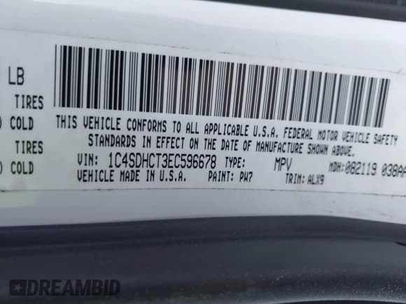 ✅ 2014 Dodge Durango R/T • VIN: 1C4SDHCT3EC596678 • Lot: 41887839. Listed on IAAI with 164,050 mi. Free auction sales archive from the USA and detailed vehicle history report at DreamBid. Image 9.