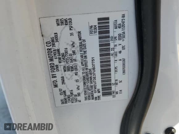 ✅ 2007 Ford Explorer XLT • VIN: 1FMEU73E37UB37751 • Lot: 56474745. Listed on Copart with 121,701 mi. Free auction sales archive from the USA and detailed vehicle history report at DreamBid. Image 13.