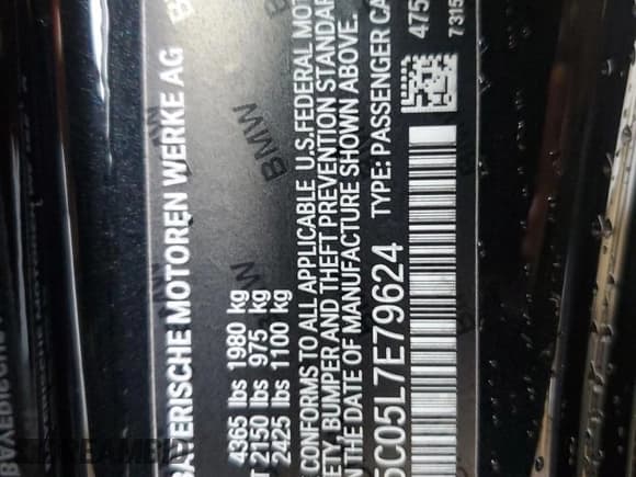 ✅ 2020 BMW 2 Series M240i • VIN: WBA2J5C05L7E79624 • Lot: 69375085. Listed on Copart with 74,186 mi. Free auction sales archive from the USA and detailed vehicle history report at DreamBid. Image 13.