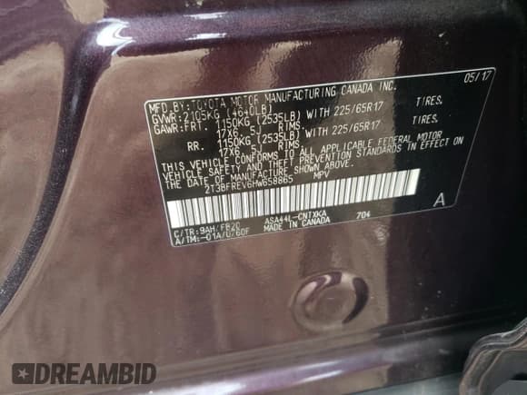 ✅ 2017 Toyota RAV4 LE • VIN: 2T3BFREV6HW658865 • Lot: 69487015. Wystawiony na Copart z przebiegiem 109 308 mil. Bezpłatny archiwum sprzedaży aukcyjnych z USA i szczegółowy raport historii pojazdu na DreamBid. Zdjęcie 12.