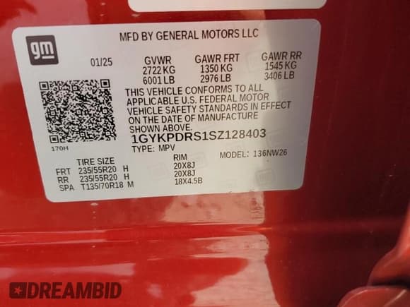 ✅ 2025 Cadillac XT6 AWD Premium Luxury • VIN: 1GYKPDRS1SZ128403 • Lot: 58776065. Listed on Copart with 121 mi. Free auction sales archive from the USA and detailed vehicle history report at DreamBid. Image 13.