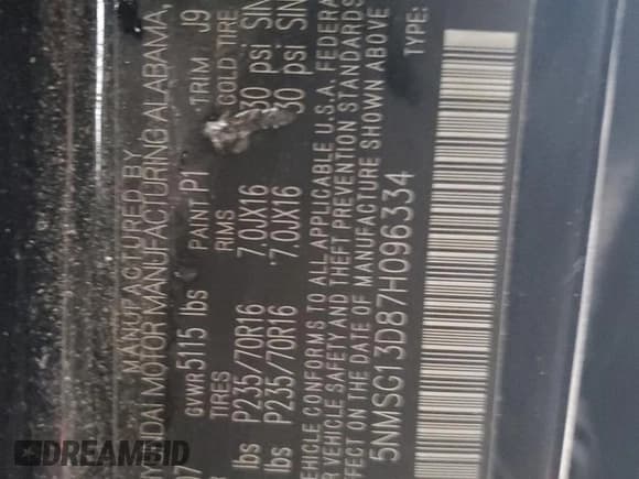 ✅ 2007 Hyundai Santa Fe GLS • VIN: 5NMSG13D87H096334 • Lot: 81005494. Listed on Copart with 216,356 mi. Free auction sales archive from the USA and detailed vehicle history report at DreamBid. Image 14.