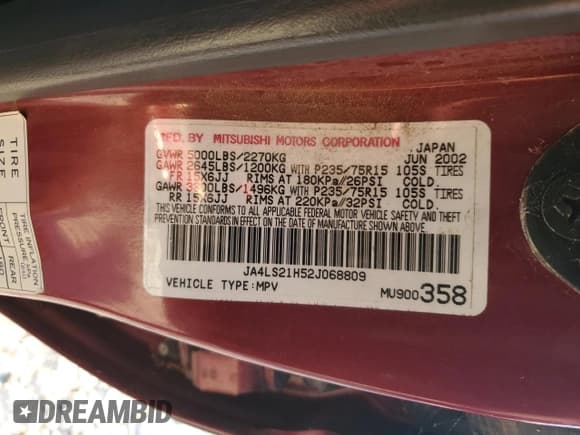 ✅ 2002 Mitsubishi Montero Sport ES • VIN: JA4LS21H52J068809 • Lot: 51659505. Wystawiony na Copart z przebiegiem 84 499 mil. Bezpłatny archiwum sprzedaży aukcyjnych z USA i szczegółowy raport historii pojazdu na DreamBid. Zdjęcie 13.