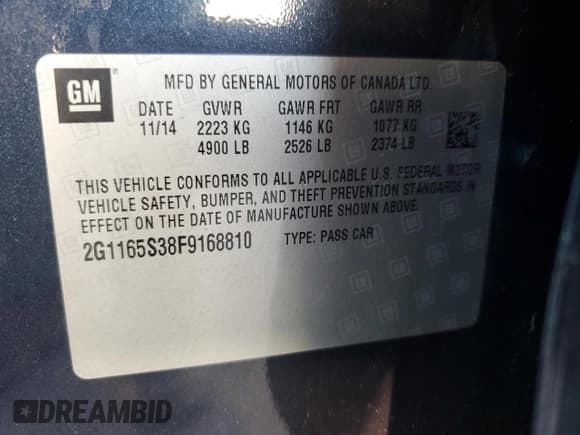 ✅ 2015 Chevrolet Impala LTZ • VIN: 2G1165S38F9168810 • Лот: 74029954. Опубликован ранее на Copart с пробегом Не указан. Бесплатный доступ к архиву аукционных продаж из США и подробный отчёт об истории автомобиля на DreamBid. Изображение 13.