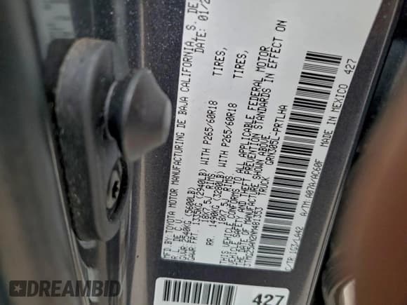 ✅ 2022 Toyota Tacoma Limited • VIN: 3TMGZ5AN2NM481353 • Lot: 93691655. Listed on Copart with 51,820 mi. Free auction sales archive from the USA and detailed vehicle history report at DreamBid. Image 12.