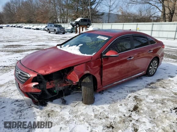 ✅ 2017 Hyundai Sonata Sport • VIN: 5NPE34AF4HH579242 • Lot: 42873743. Listed on Copart with 55,783 mi. Free auction sales archive from the USA and detailed vehicle history report at DreamBid. Image 1.