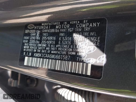 ✅ 2021 Hyundai Kona SE • VIN: KM8K1CAA6MU661587 • Лот: 43279887. Опубликован ранее на IAAI с пробегом 51 076 миль. Бесплатный доступ к архиву аукционных продаж из США и подробный отчёт об истории автомобиля на DreamBid. Изображение 9.