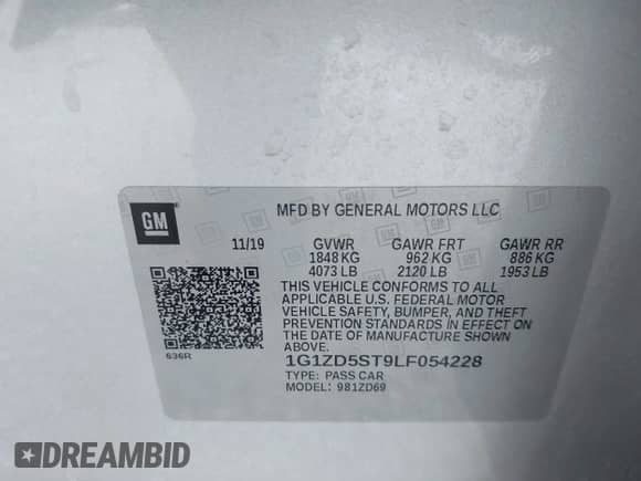 2020 Chevrolet Malibu LT with VIN 1G1ZD5ST9LF054228, listed as a IAAI auction lot 43028322 with 85,998 mi miles and . Bid and sale history available at DreamBid. Image 9.