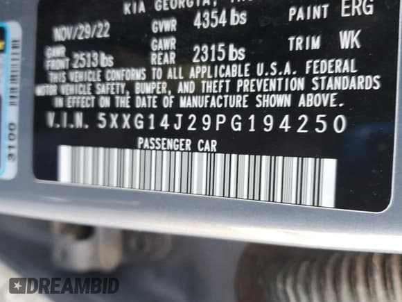 ✅ 2023 Kia K5 LXS • VIN: 5XXG14J29PG194250 • Lot: 81805555. Wystawiony na Copart z przebiegiem 63 656 mil. Bezpłatny archiwum sprzedaży aukcyjnych z USA i szczegółowy raport historii pojazdu na DreamBid. Zdjęcie 12.