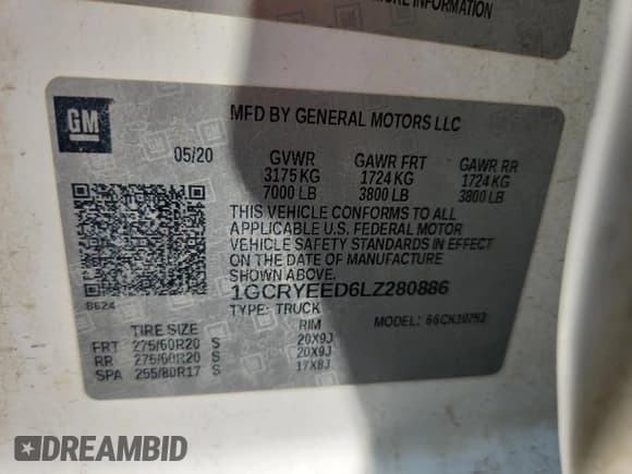 ✅ 2020 Chevrolet Silverado 1500 RST • VIN: 1GCRYEED6LZ280886 • Lot: 87119995. Wystawiony na Copart z przebiegiem 88 125 mil. Bezpłatny archiwum sprzedaży aukcyjnych z USA i szczegółowy raport historii pojazdu na DreamBid. Zdjęcie 12.