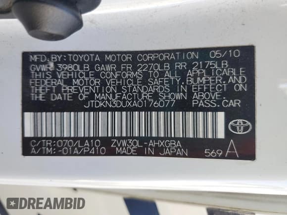 ✅ 2010 Toyota Prius III • VIN: JTDKN3DUXA0176077 • Лот: 71887755. Опубликован ранее на Copart с пробегом 135 851 миль. Бесплатный доступ к архиву аукционных продаж из США и подробный отчёт об истории автомобиля на DreamBid. Изображение 12.