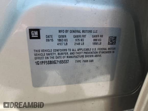 2016 Chevrolet Cruze LT z VIN 1G1PF5SB8G7165037, wystawiony jako Copart lot #82508575 z przebiegiem 118 598 mil mil oraz Szkoda całkowita • Salvage title. Historia ofert i sprzedaży dostępna na DreamBid. Obrazek 12.