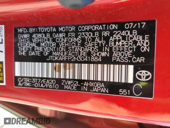 2017 Toyota Prius Plus с VIN JTDKARFP2H3041884, выставлен на аукционе Copart как лот 86274725 с пробегом 114 359 миль миль и Списание • Salvage title. История ставок и продаж доступна на DreamBid. Изображение 12.