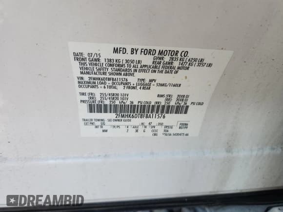 ✅ 2015 Ford Flex Limited • VIN: 2FMHK6DT8FBA11576 • Lot: 91504805. Wystawiony na Copart z przebiegiem 42 935 mil. Bezpłatny archiwum sprzedaży aukcyjnych z USA i szczegółowy raport historii pojazdu na DreamBid. Zdjęcie 13.