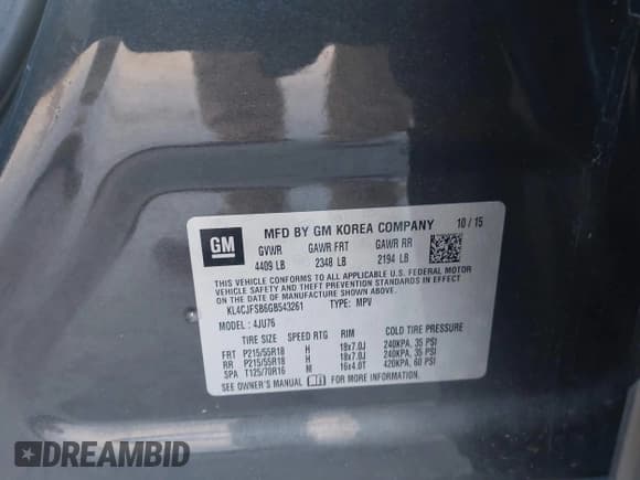 ✅ 2016 Buick Encore Convenience • VIN: KL4CJFSB6GB543261 • Lot: 43556450. Wystawiony na IAAI z przebiegiem 65 129 mil. Bezpłatny archiwum sprzedaży aukcyjnych z USA i szczegółowy raport historii pojazdu na DreamBid. Zdjęcie 9.