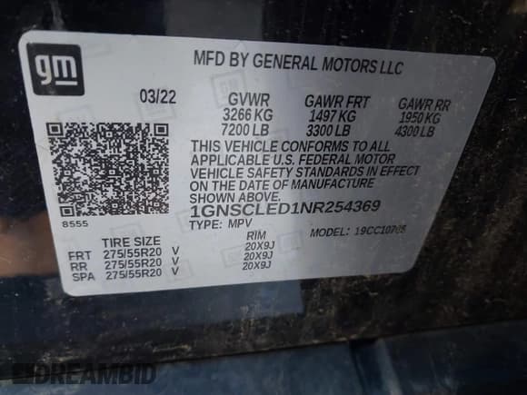 ✅ 2022 Chevrolet Tahoe Commercial • VIN: 1GNSCLED1NR254369 • Lot: 43891619. Listed on IAAI with 83,084 mi. Free auction sales archive from the USA and detailed vehicle history report at DreamBid. Image 9.