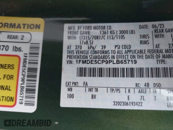 ✅ 2023 Ford Bronco • VIN: 1FMDE5CP9PLB65719 • Лот: 41197895. Опубликован ранее на IAAI с пробегом Не указан. Бесплатный доступ к архиву аукционных продаж из США и подробный отчёт об истории автомобиля на DreamBid. Изображение 9.