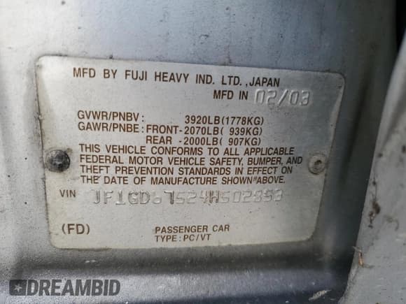 ✅ 2004 Subaru Impreza RS • VIN: JF1GD67524H502853 • Lot: 75798054. Wystawiony na Copart z przebiegiem 245 264 mil. Bezpłatny archiwum sprzedaży aukcyjnych z USA i szczegółowy raport historii pojazdu na DreamBid. Zdjęcie 15.