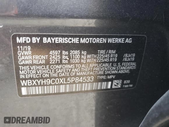 ✅ 2020 BMW X2 sDrive28i • VIN: WBXYH9C0XL5P84533 • Lot: 87109005. Wystawiony na Copart z przebiegiem 104 909 mil. Bezpłatny archiwum sprzedaży aukcyjnych z USA i szczegółowy raport historii pojazdu na DreamBid. Zdjęcie 13.