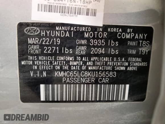 2019 Hyundai Ioniq Blue с VIN KMHC65LC8KU156583, выставлен на аукционе Copart как лот 77167294 с пробегом 109 711 миль миль и Списание • Salvage title. История ставок и продаж доступна на DreamBid. Изображение 13.