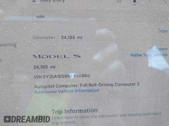 ✅ 2022 Tesla Model S • VIN: 5YJSA1E55NF490850 • Lot: 42865596. Wystawiony na IAAI z przebiegiem 24 155 mil. Bezpłatny archiwum sprzedaży aukcyjnych z USA i szczegółowy raport historii pojazdu na DreamBid. Zdjęcie 7.