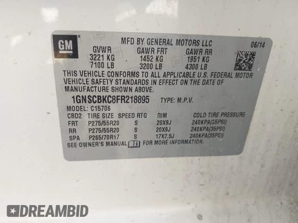 ✅ 2015 Chevrolet Tahoe LT • VIN: 1GNSCBKC8FR218895 • Lot: 43179904. Listed on IAAI with 230,145 mi. Free auction sales archive from the USA and detailed vehicle history report at DreamBid. Image 9.