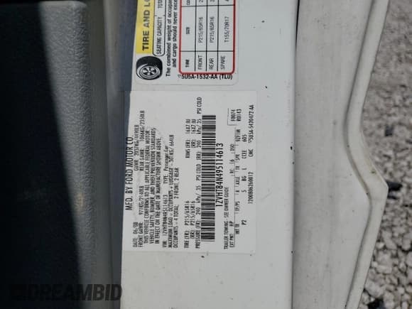 ✅ 2009 Ford Mustang • VIN: 1ZVHT84N495114613 • Lot: 64277155. Listed on Copart with 152,907 mi. Free auction sales archive from the USA and detailed vehicle history report at DreamBid. Image 12.