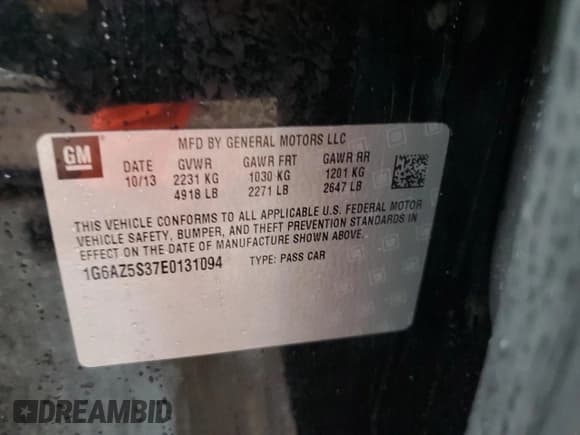 ✅ 2014 Cadillac CTS Premium AWD • VIN: 1G6AZ5S37E0131094 • Lot: 59180975. Listed on Copart with 119,592 mi. Free auction sales archive from the USA and detailed vehicle history report at DreamBid. Image 12.